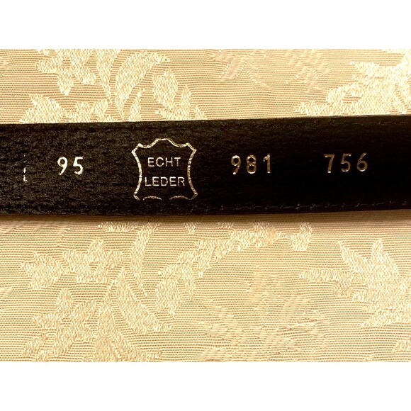 Peter Hahn Skinny Belt Nubuck Leather Suede 95cm 41 x 1 Vtg Italy Germany Brown main image 11
